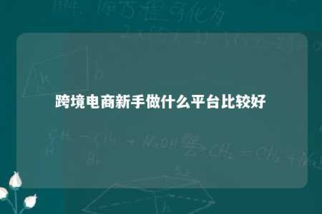 跨境电商新手做什么平台比较好 小白做跨境电商的话,做什么平台比较好啊?