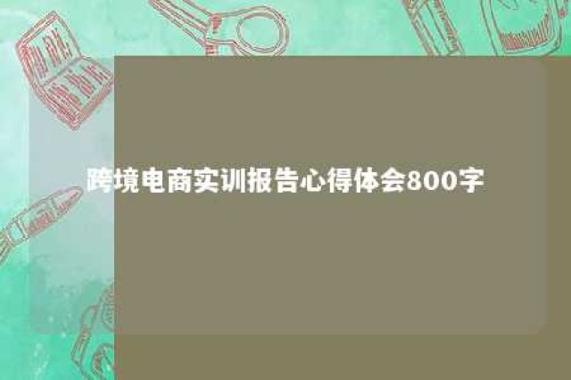 跨境电商实训报告心得体会800字 跨境电商实训心得1500字