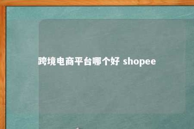 跨境电商平台哪个好 shopee 国外电商平台有哪些