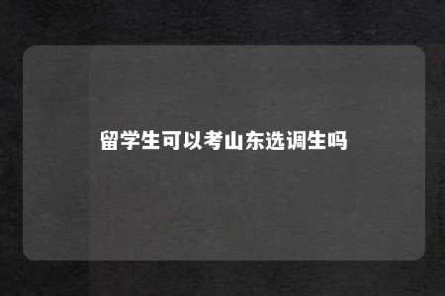 留学生可以考山东选调生吗 留学生能参加选调生考试吗