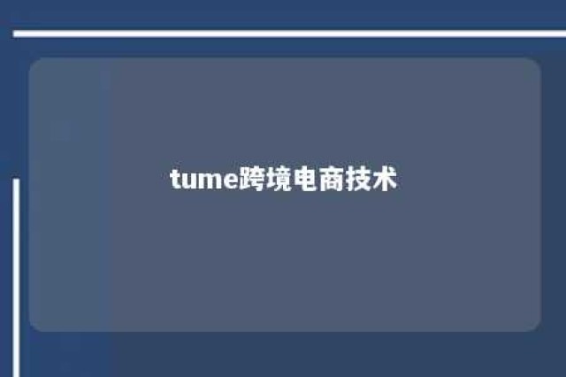 tume跨境电商技术