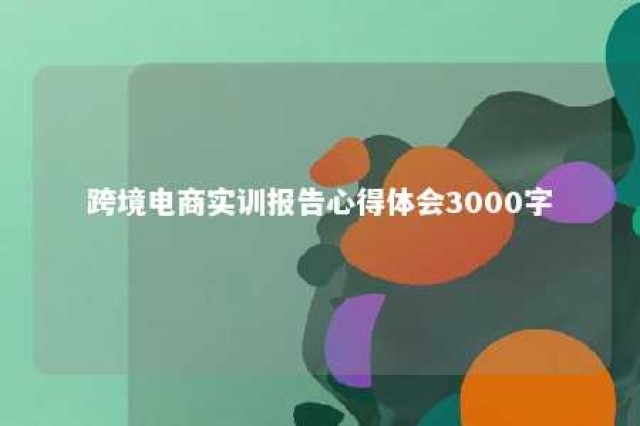 跨境电商实训报告心得体会3000字 跨境电商实训报告心得体会3000字怎么写