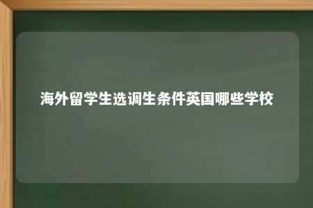 海外留学生选调生条件英国哪些学校