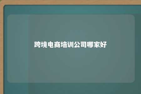 跨境电商培训公司哪家好