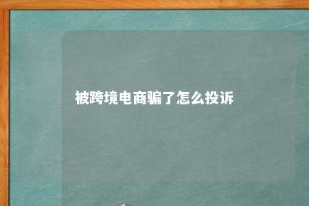 被跨境电商骗了怎么投诉